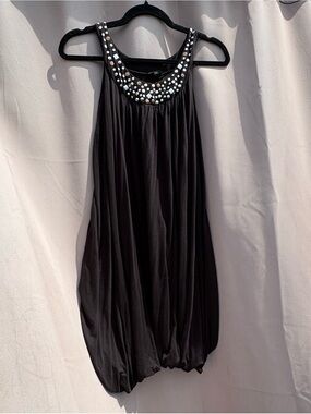 Tricotto Black Tank Dress With a Neckline Accessory